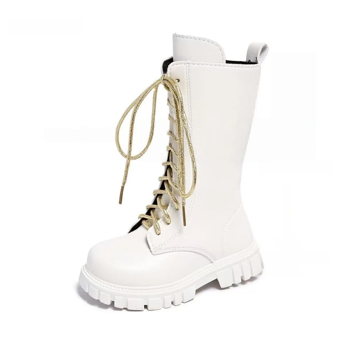 Girls Knee-High Combat Boots Fall 2026 kid's Korean Style fanshion Boots Side Zipper kid's Tall Princess Boots for School Age