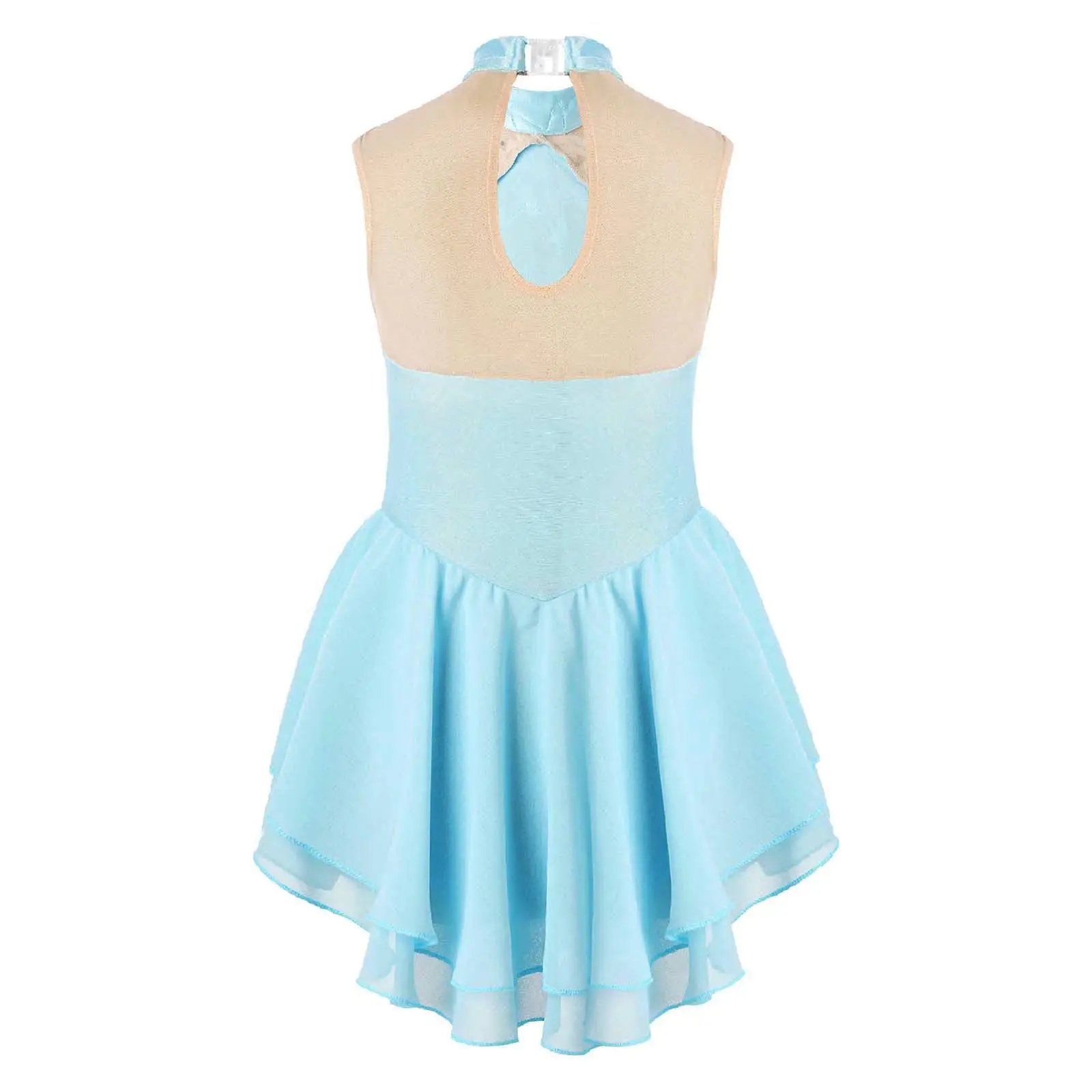 Collant de dança com lantejoulas para meninas, vestido de patinação no gelo, collant de ginástica, saia tutu infantil