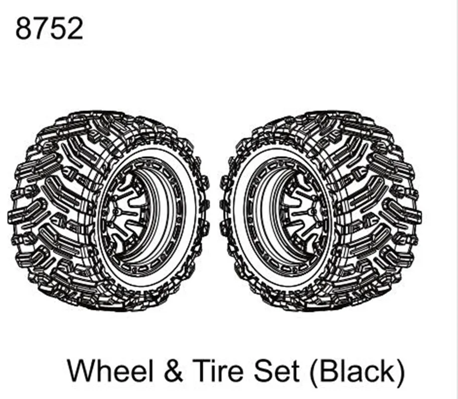 ZD Racing MX-07  1/7 RC Car Wheel & Tire Set (Black) Parts Accessories 8752