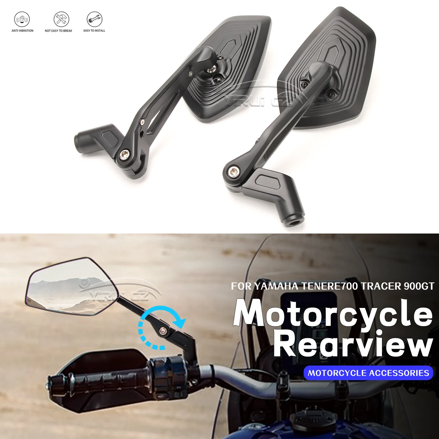 

Motorcycle Rearview Mirror Aluminum Adjustable Side Rear View Mirrors For YAMAHA TENERE700 TENERE 700 Tracer 900GT Tracer 900 GT