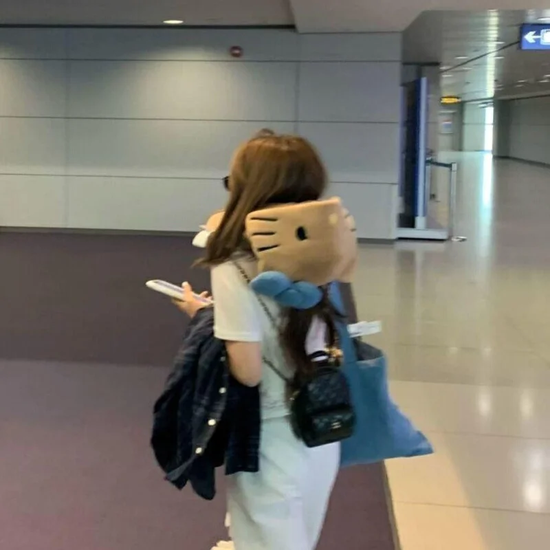 Sanrio Hello Kitty Cuscino da viaggio con cappuccio per aereo, treno, auto, morbido peluche, supporto per dormire con cappuccio regolabile, regalo