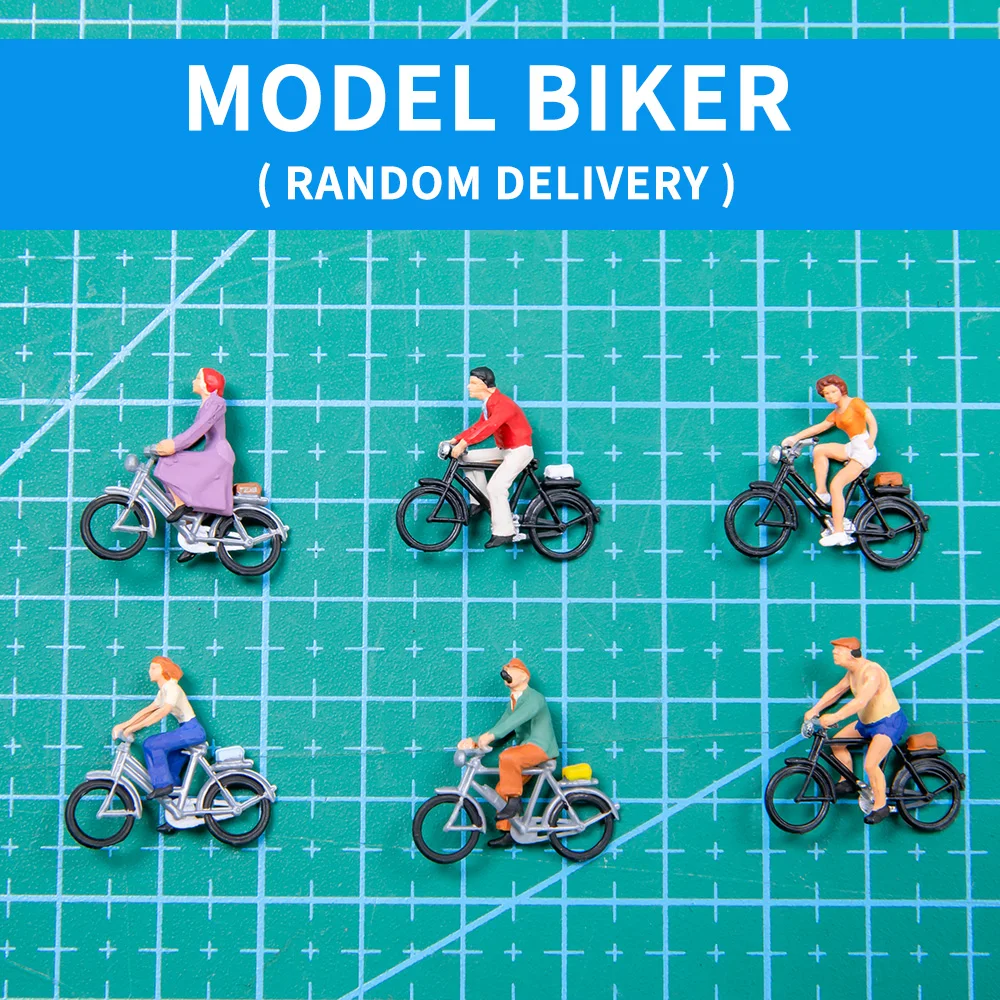 1pc/2pcs/6pcs Ho Scale 1:87 Miniature Cyclist Rider Figures Model ABS Painted People Architecture Building Layout Random Types