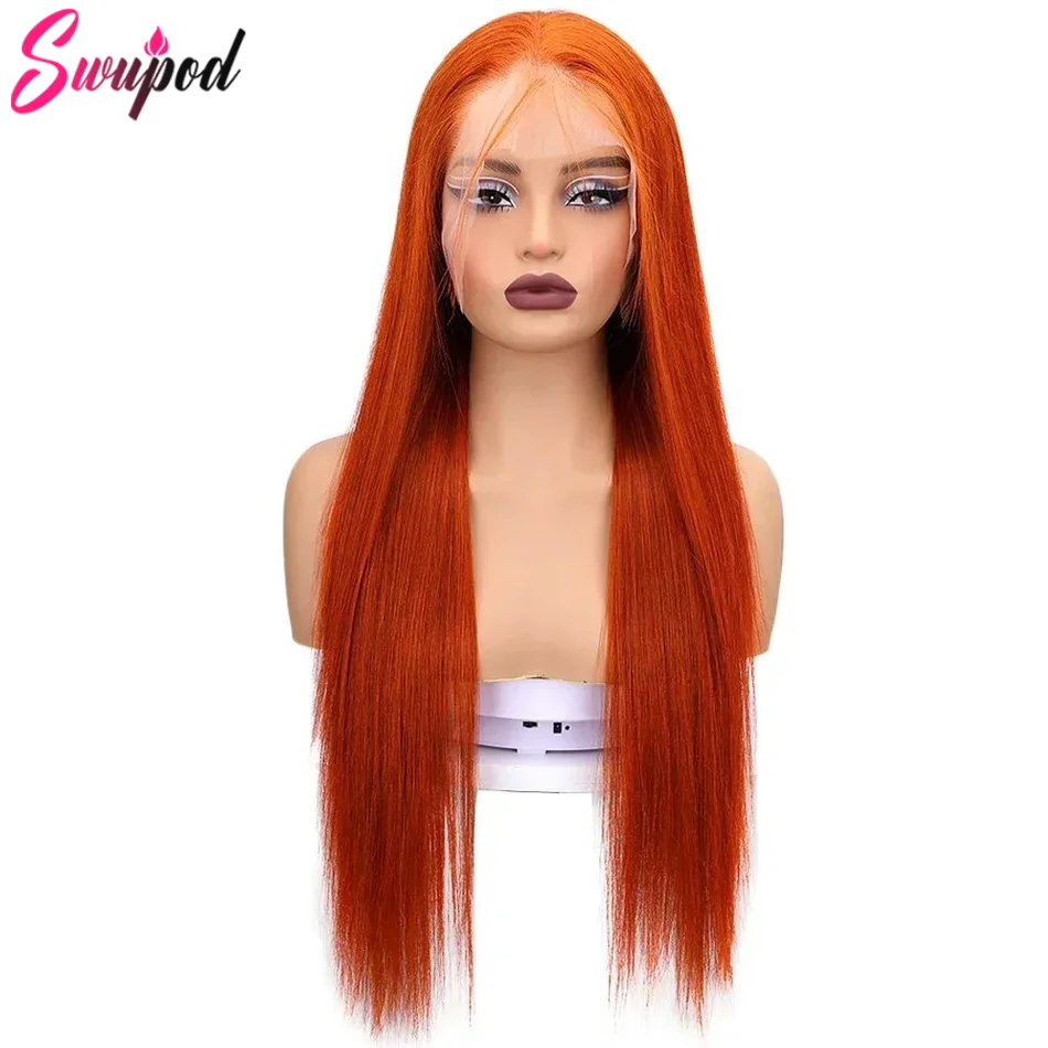 30 40 بوصة ريمي 200 الكثافة شفافة 13x 4/13x6 HD الدانتيل الباروكة الأمامية مستقيم الدانتيل الجبهة الباروكات شعر الإنسان الزنجبيل البرتقالي غلويليس