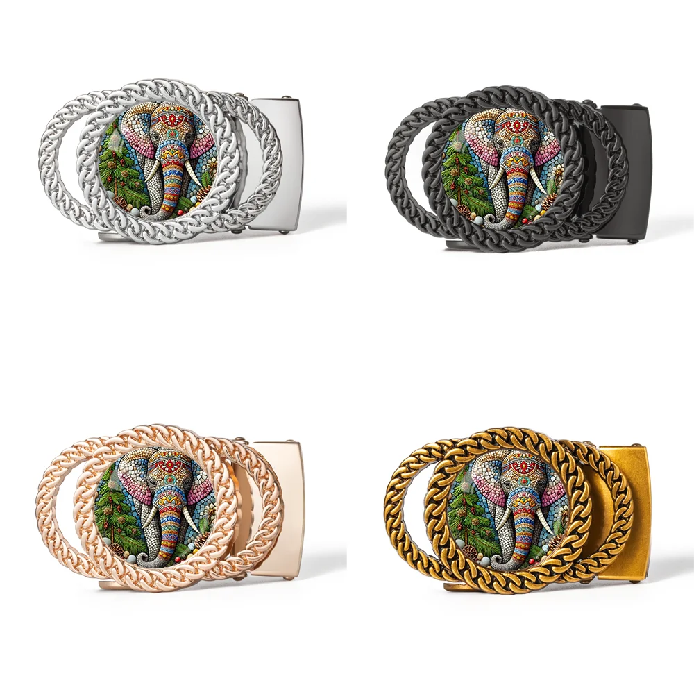 Indian elephant automatic ratchet belt buckle trend personalized waist accessory gift for believers