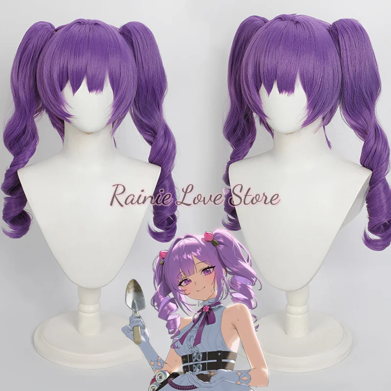 Game Goddess of Victory: Nikke Flora Cosplay Wig  Purple Double Ponytail Flora   Hair Outfit Long Hair For Hallowmas Carnival