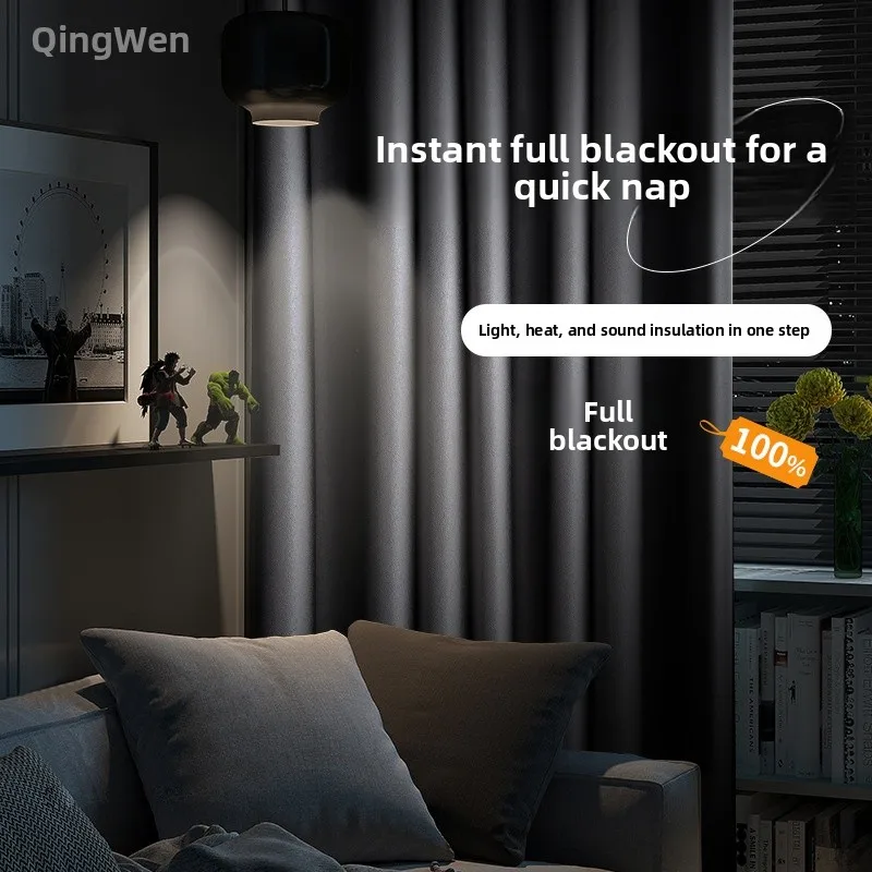 

Thickened Full Shade Blackout Curtains Soundproof Sun Protection Heat Insulation for Hotel Home Decoration Engineering