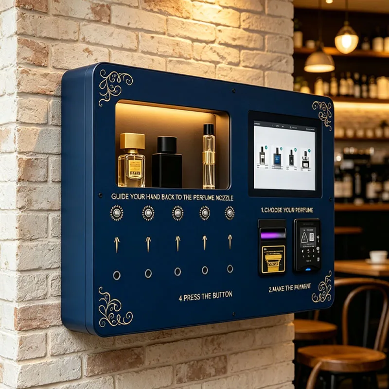

Perfume Tester Machine Touch Screen Fragrance Sampling Kiosk with Spray Nozzle Display Wholesale Customized