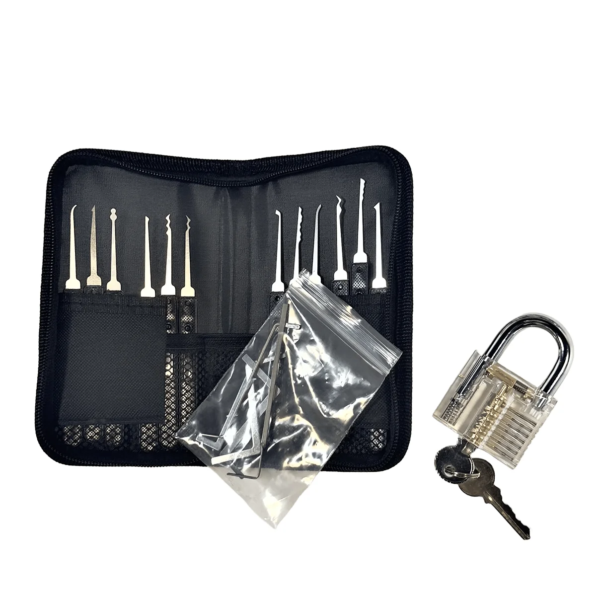 17pcs Lock Pick Set Stainless Steel Lock Picking Tools Kit Portable Locksmith Unlocking Tool Set for Home Emergency