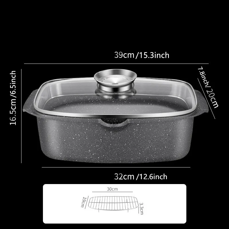 Oval Fish Steamer MultiUse Steaming Cookware Stockpot for Steaming Fish Boiling Soup 32cm For Induction Cooker Gas Stove