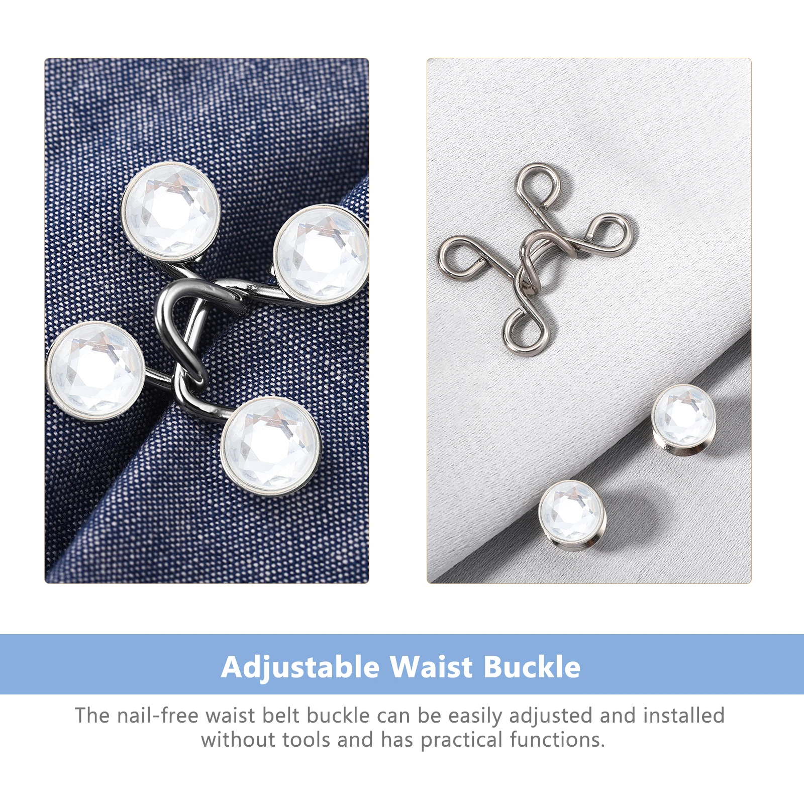 

Nail free Jeans Button 4 Sets Adjustable Elastic Waist Buckle Universal Pants Removable Buttons Metal Accessories For Jeans