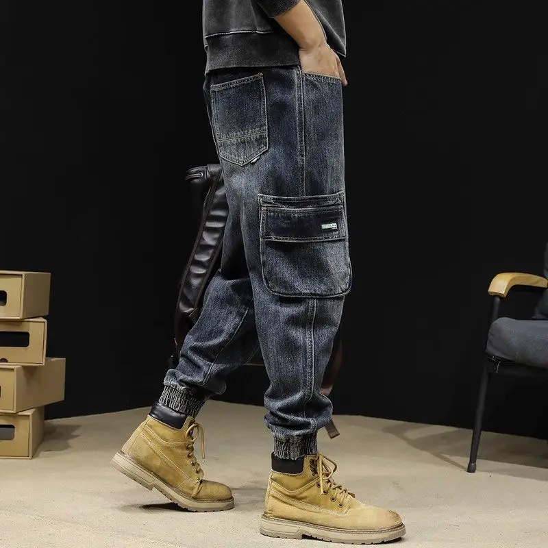 Baggy Man Cowboy Pants Loose Trousers Denim Luxury Clothes Y2k 2000s Stylish Wide Leg Kpop Autumn Clothing Cargo Jeans for Men