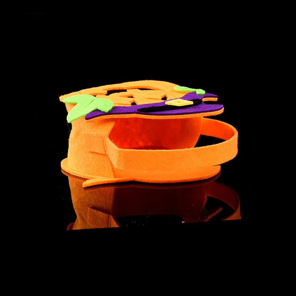 

2 Pcs Pumpkin with Rattan Hat Bag Candy Halloween Party Favor Bags Tote Backpack Trick Treat