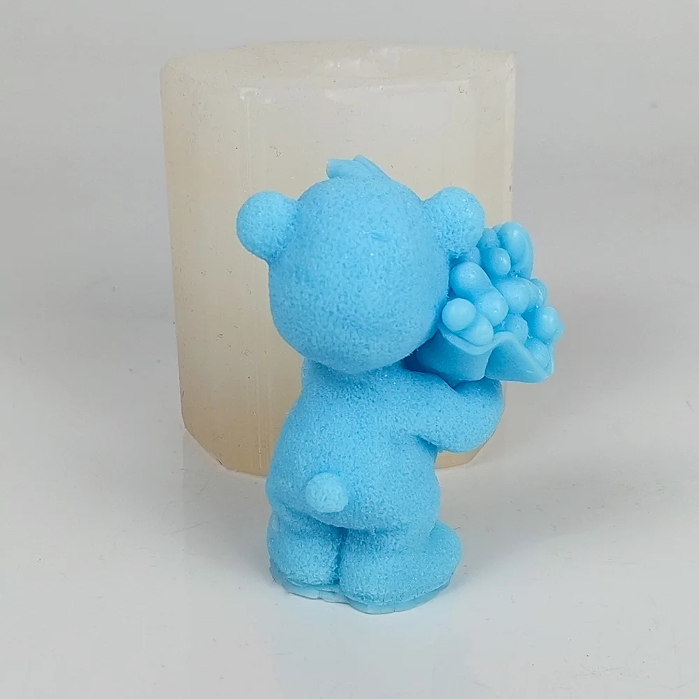 3D Molds Teddy Bear Cement Candle Silicone Mold Cute Bear Animal Shape Mould Aromatherapy Plaster Mold Fondant Cake Mould Tools