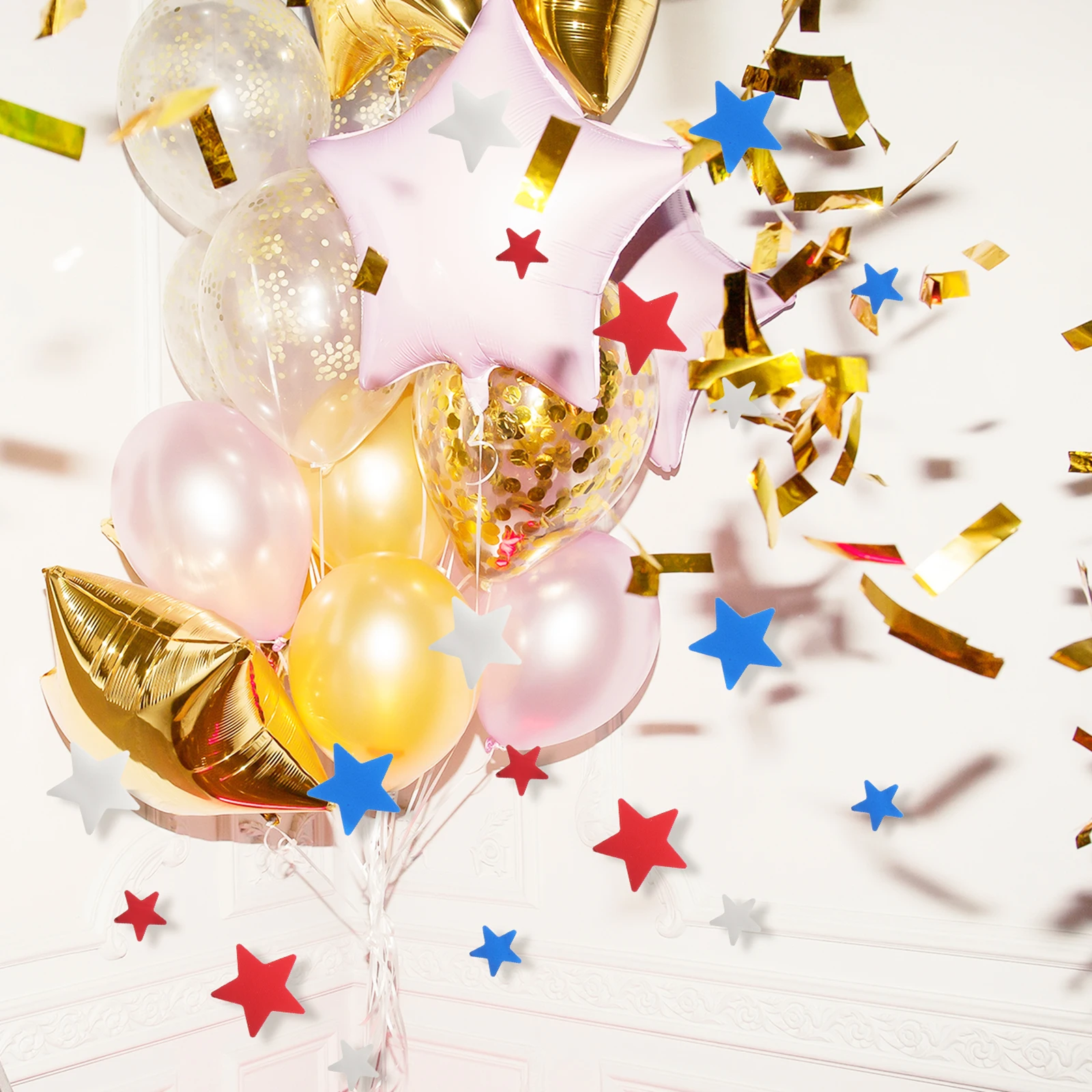

1 Bag Star Shape Confetti Red Silver Blue Patriotic Party Table Decoration Festival 4th of July Confetti Star Balloon Fillers