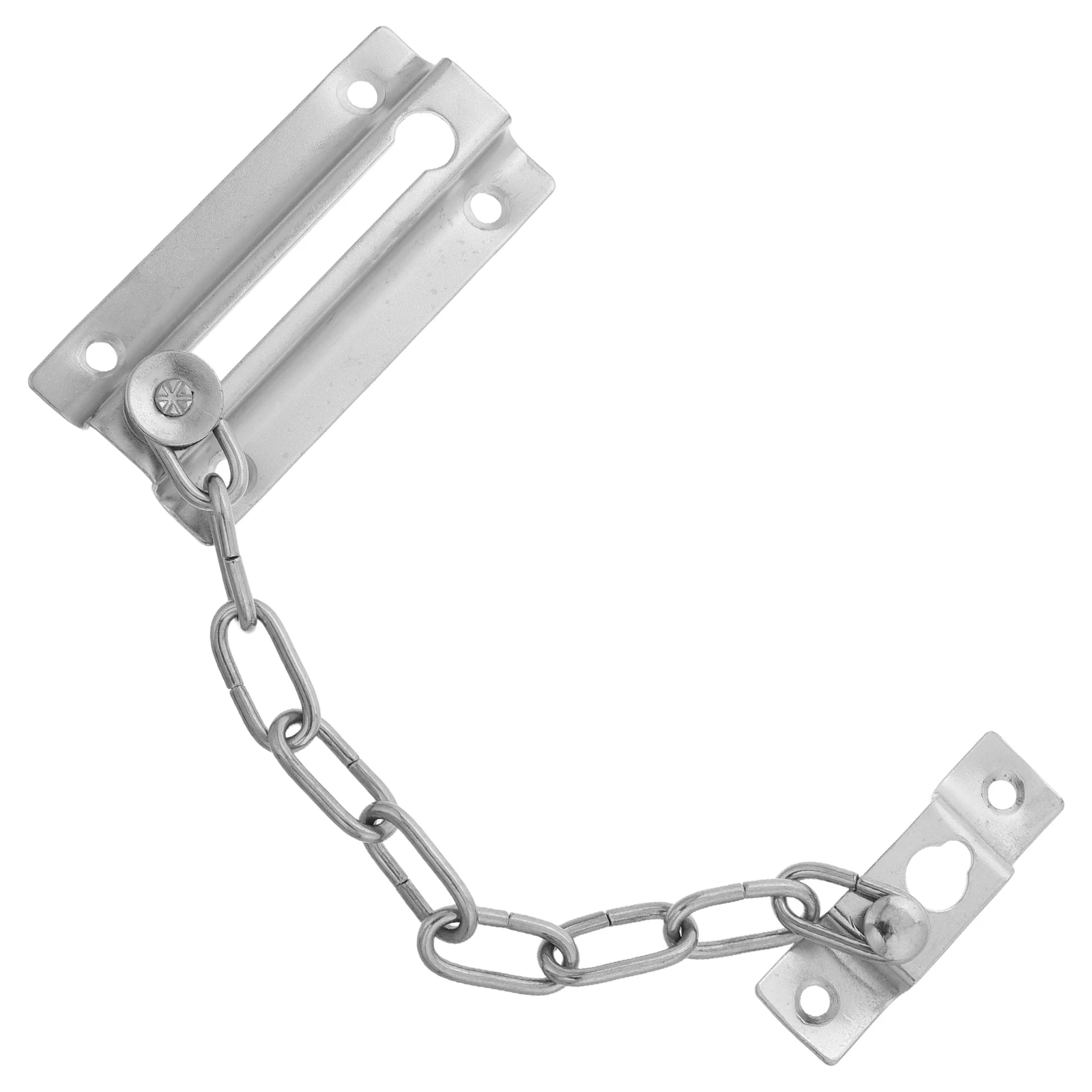 

Silver Door Chain Lock Anti Theft Heavy Duty Press Lock Safety Buckle for Front Interior Door Security Pet Proof