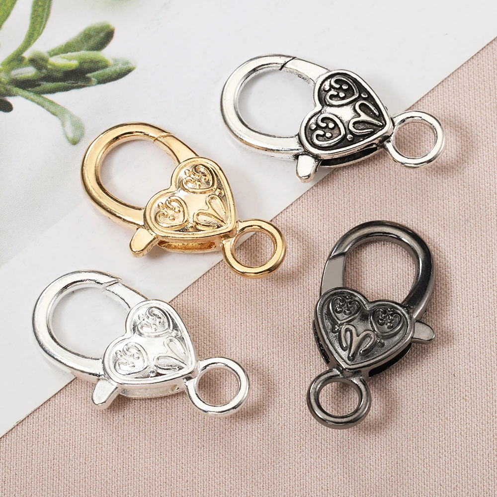 

10pcs 26x15MM Heart Lobster Clasp Hooks Keychain Clasps Bracelet Chain Components for Jewelry Making Wholesale DIY