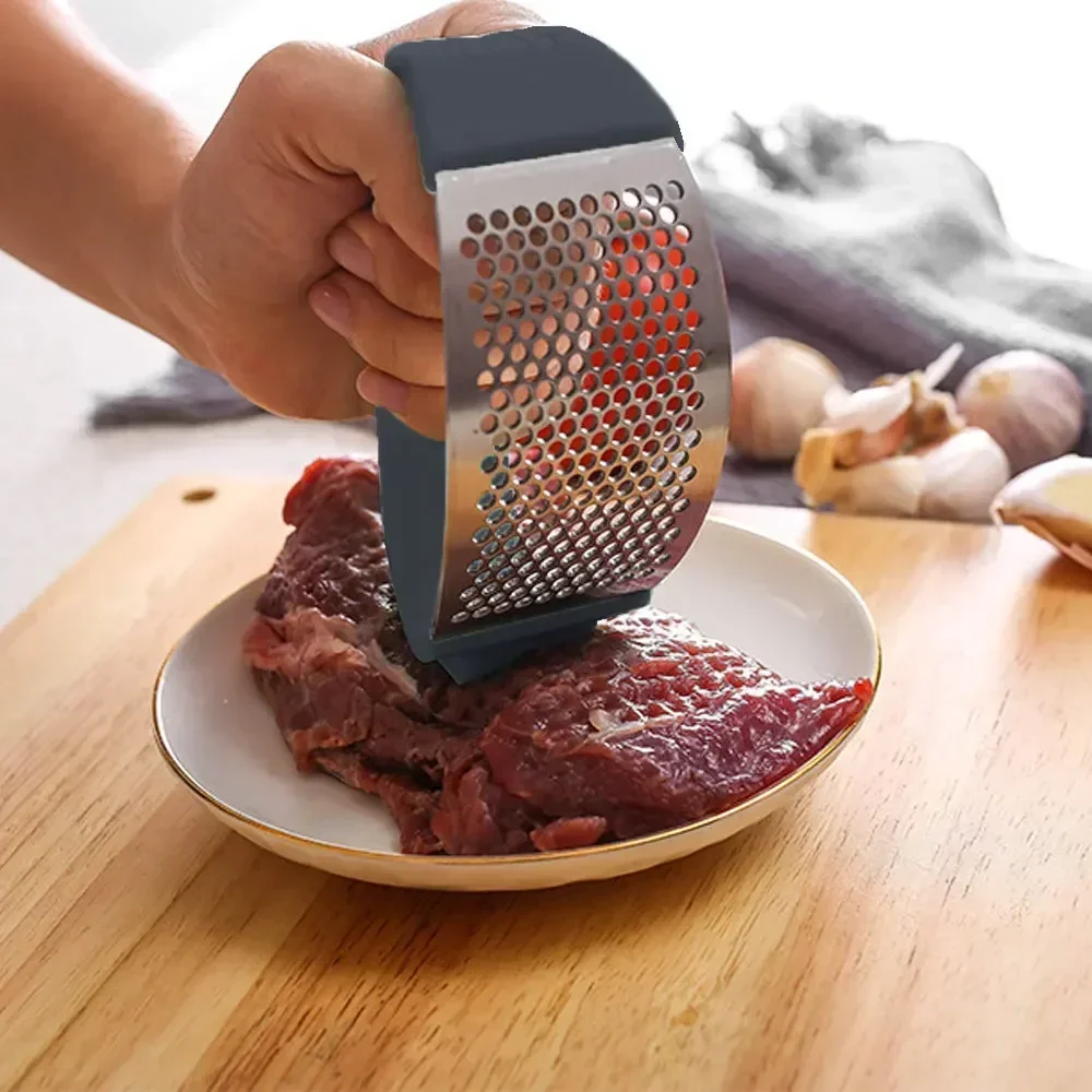 Durable Stainless Steel Manual Garlic Chopper Mincer Press Easy Clean Kitchen Gadget for Fresh Garlic Vegetables and Cooking