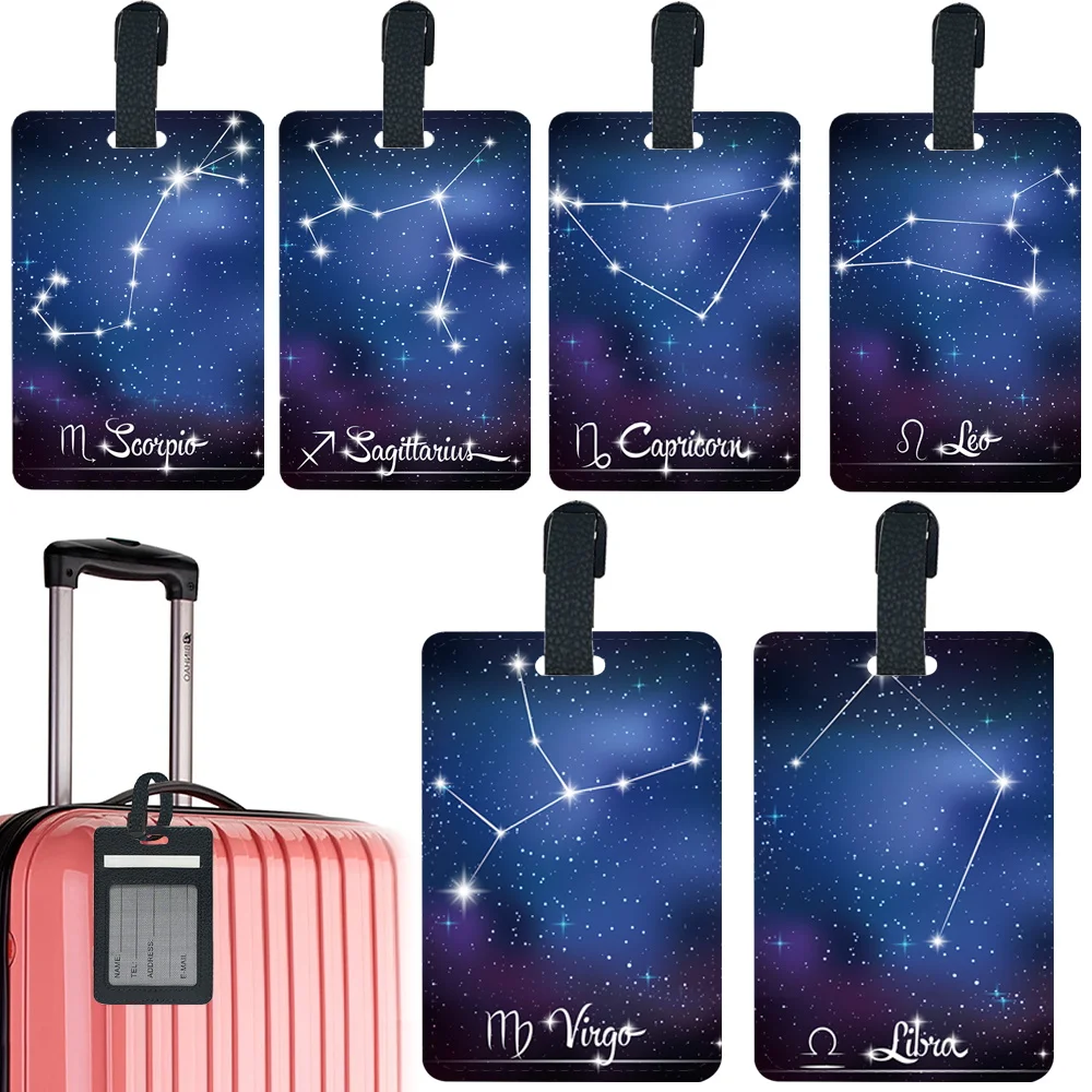 

Women Pu Luggage Tag Pass Portable Baggage Boarding Tag Portable Label Travel Accessories ID Address Boarding Bag Star Pattern