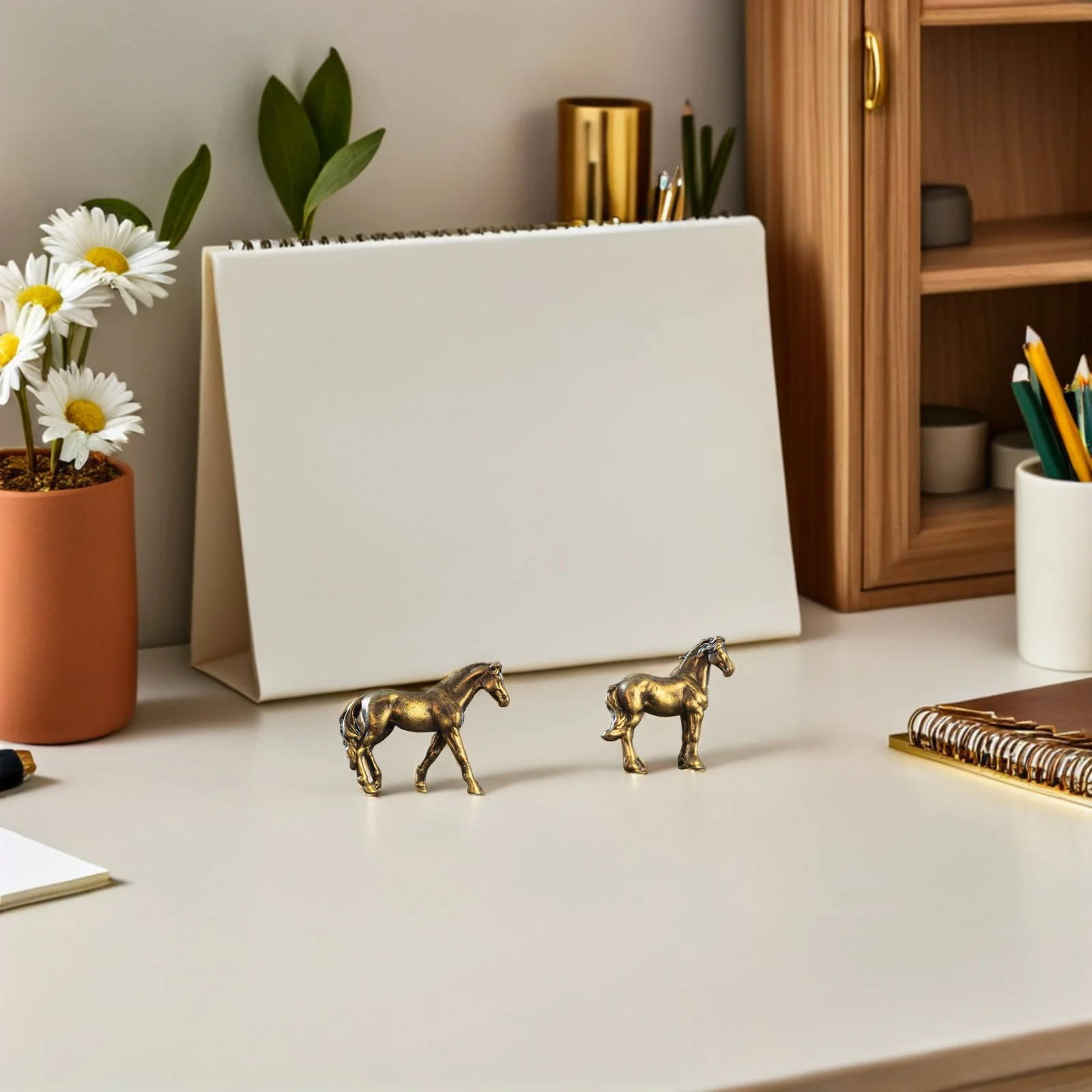 4 قطعة تماثيل حصان نحاسية مصغرة مجموعة سبائك النحاس معدن الحيوان النحت لسطح المكتب ديكور المنزل حوض السمك بونساي