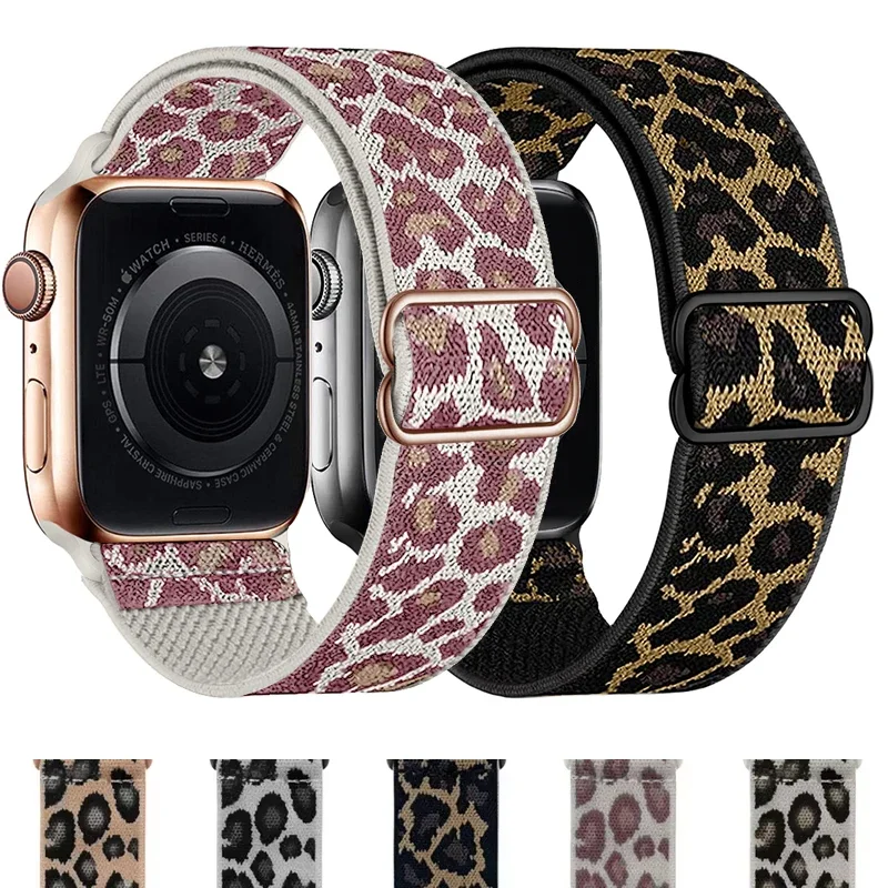 موضة ليوبارد طباعة النايلون حزام قابل للتعديل ل Iwatch الفرقة 42 مللي متر 46 مللي متر 49 45 44 42 41 40 38 ل Iwatch سلسلة الترا 10 9 8 7 SE