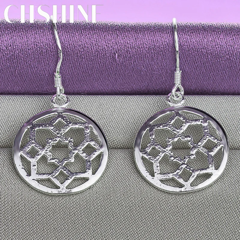 

CHSHINE 925 Sterling Silver Hollow Round Flower Earrings For Women Wedding Engagement Fashion Charm Jewelry