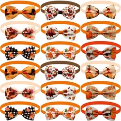 50/100pcs Thanksgiving Pet Supplies Pet Dog Bow Ties Collar Fall Style Small Dog Cat Tie Turkey Pumpkin Neckties Dog Accessories