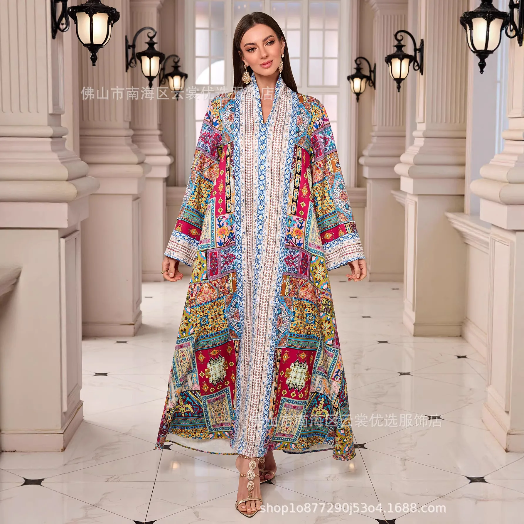 

Eid Muslim Women Abayas Dress Print Kaftan Jalabiya Party Dresses Ramadan Vestidos Morocco Dubai Diamonds Islam Arab Long Robe