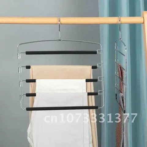 

Hangers Pants Holders Rack Storage 5-Layers Hanger Trousers Clothes Space Saver Wardrobe Closet Organizer Organization