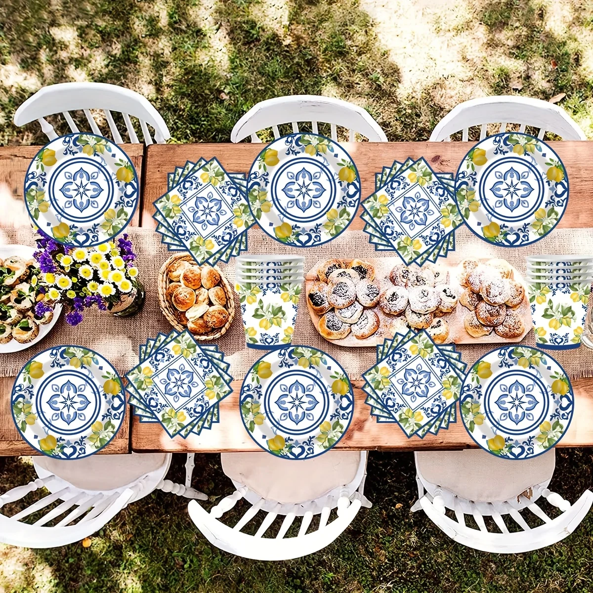 60-teiliges Zitronen-Geburtstags-Dekorationsset Elegantes Einweg-Tischgeschirr Pappteller Becher Servietten für Sommer-Hochzeitsfeier-Zubehör – Detail 2