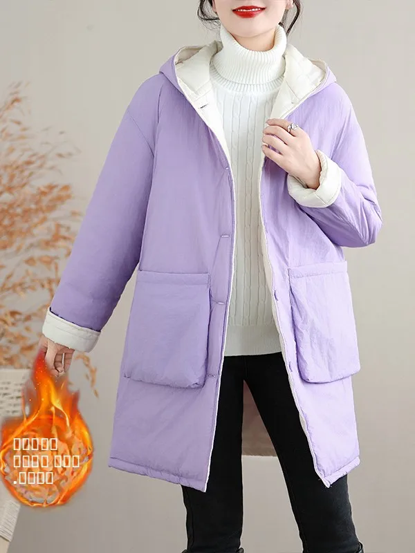 دافئ القطن Jaet مقنعين منتصف طول Thiened القطن ملء العلامة التجارية المرأة Faion معطف الشتاء الكورية Sle تخفيف ودية