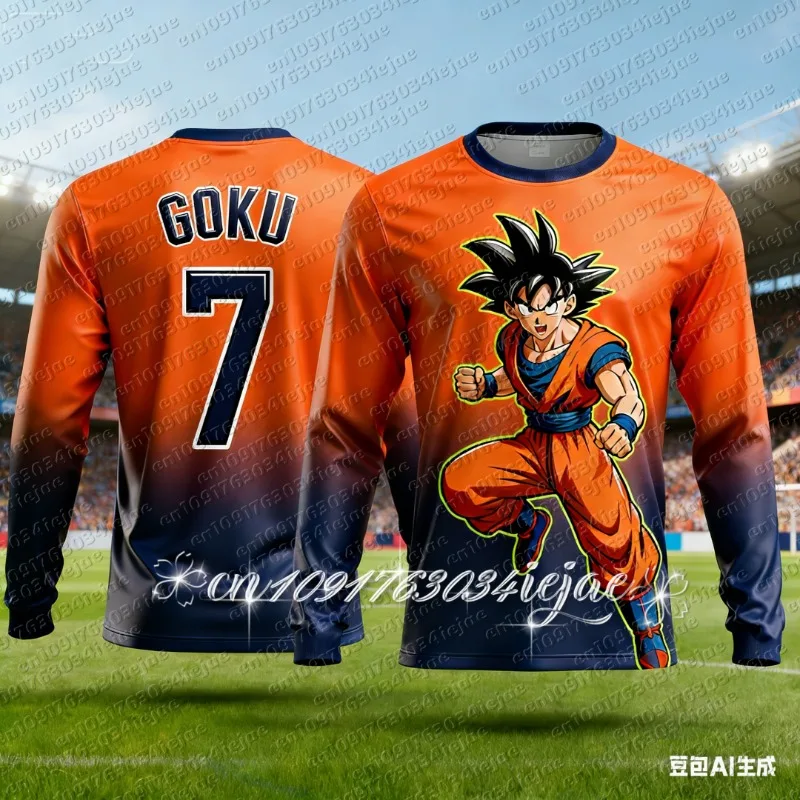 2026 Autumn/Winter Men Sports Long Sleeve T-shirt Dragon Ball Z Goku Printed Football Jersey Breathable Football Jersey T Shirt