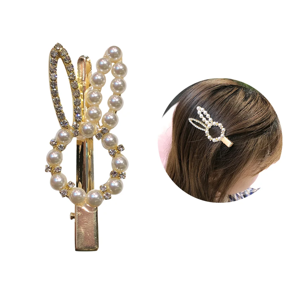 

2 Pcs Hair Barrettes Decors Rabbit Shaped Clips Girls Accessories Pearl Popularity