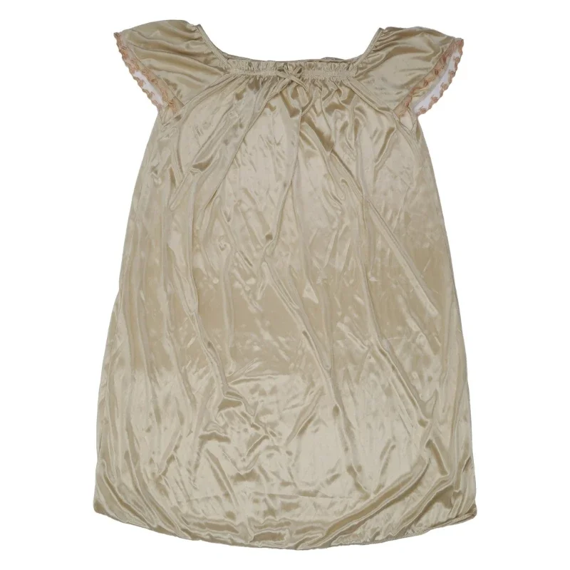 Womens Summer Lace Ice Silk Nightdress Short Sleeve Loose Nightgown XL