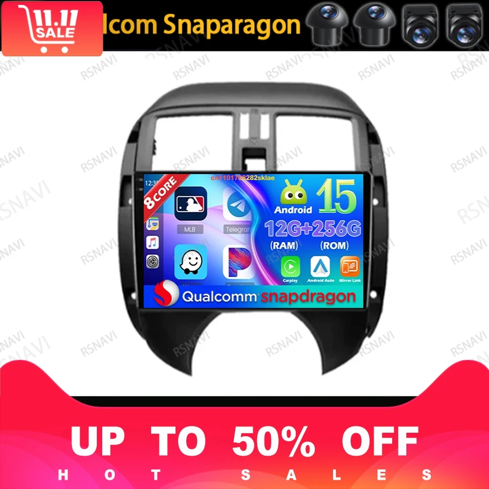 راديو السيارة أندرويد 15 لنيسان صني 9/10 بوصة فيرسا 2012-2014 AUTO AI Voice RDS Qualcomm 5G WIFI 8 Core WIFI + 4G LTE وحدة الرأس #1