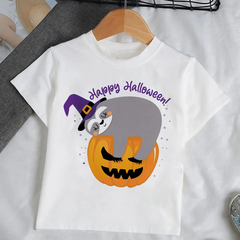 Halloween Cute New Stitch Pattern Children T-Shirt Shirts Kawaii Kid Casual Girl Boy Tops Clothes Girls From 2 To 7 Years Tee