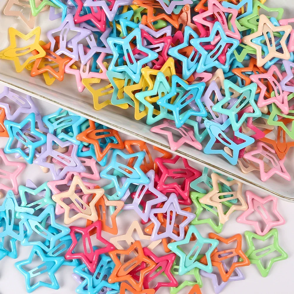 10pcs New Colored Stars Hairpins Girls  Pins Metal Snap Clips  Hairpins Hairpin Side Barrettes Jewelry Making Hair  Accessories