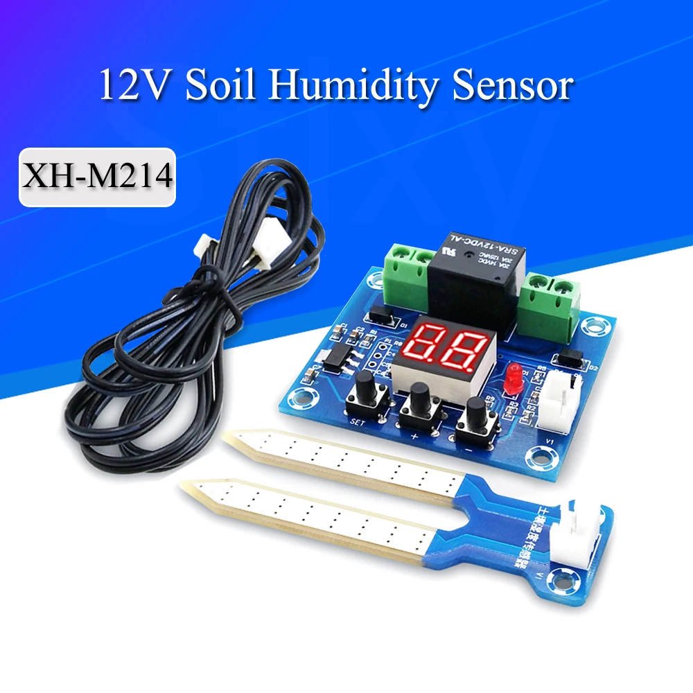 XH-M214 Humidity Controller Soil Sensor Module 20-99%RH Precise Automatic Control Irrigation System Red Digital Display