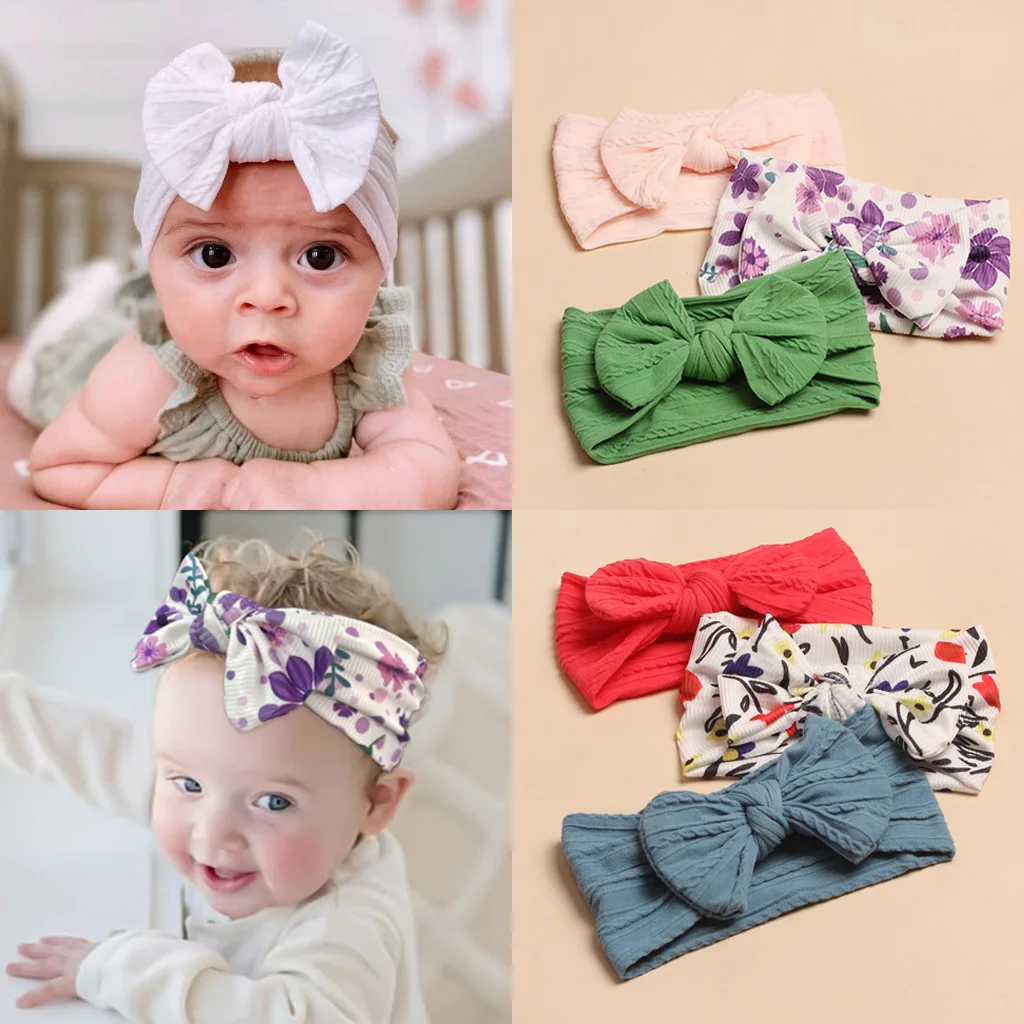 3 Stück neue Baby Bögen Stirnbänder elastisch gestrickt Neugeborenen Baby Stirnband Set Kinder Turban Kinder Haar bänder Baby Haarschmuck