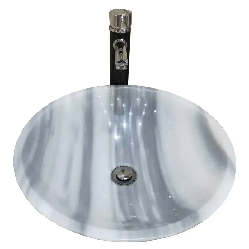 

Straight grain white marble, boutique European art round basin, household stone basin