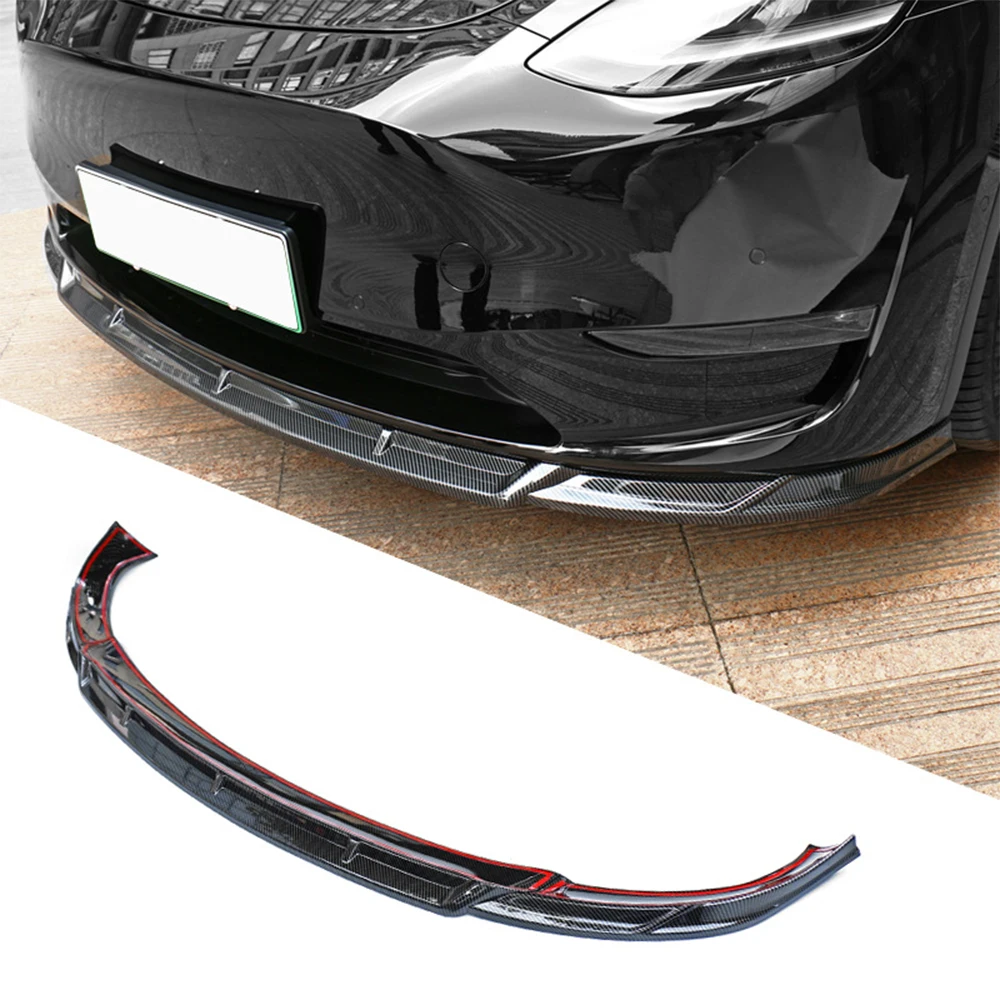 

Black Front Bumper Lip Chin Spoiler Splitter Diffuser For Tesla Model Y 2019 2020 Bodykit Guard Deflector Car Tuning Accessories