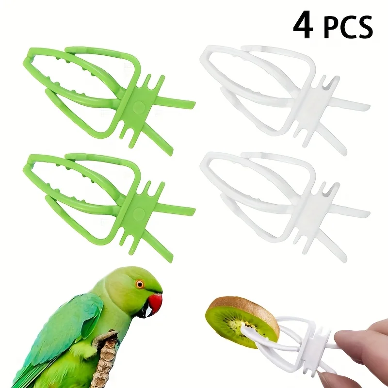 Heavy-Duty Bird Cage Food Vegetable Holder 4Pcs, Grip Handle Design Seed Dispenser Clip, Durable Feeding Tool