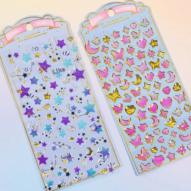 4 قطعة فراشة الحب كريستال ملصق لطيف ملصق Diy بها بنفسك دفتر جراب هاتف Kawaii سجل القصاصات مذكرات ملصق الإمدادات