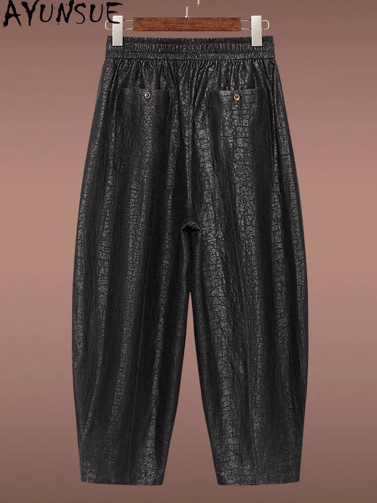 AYUNSUE High-end 100% Natural Mulberry Silk Pants for Man 2026 Spring Summer Luxury Watered Gauze Trousers Men's Harem Pants