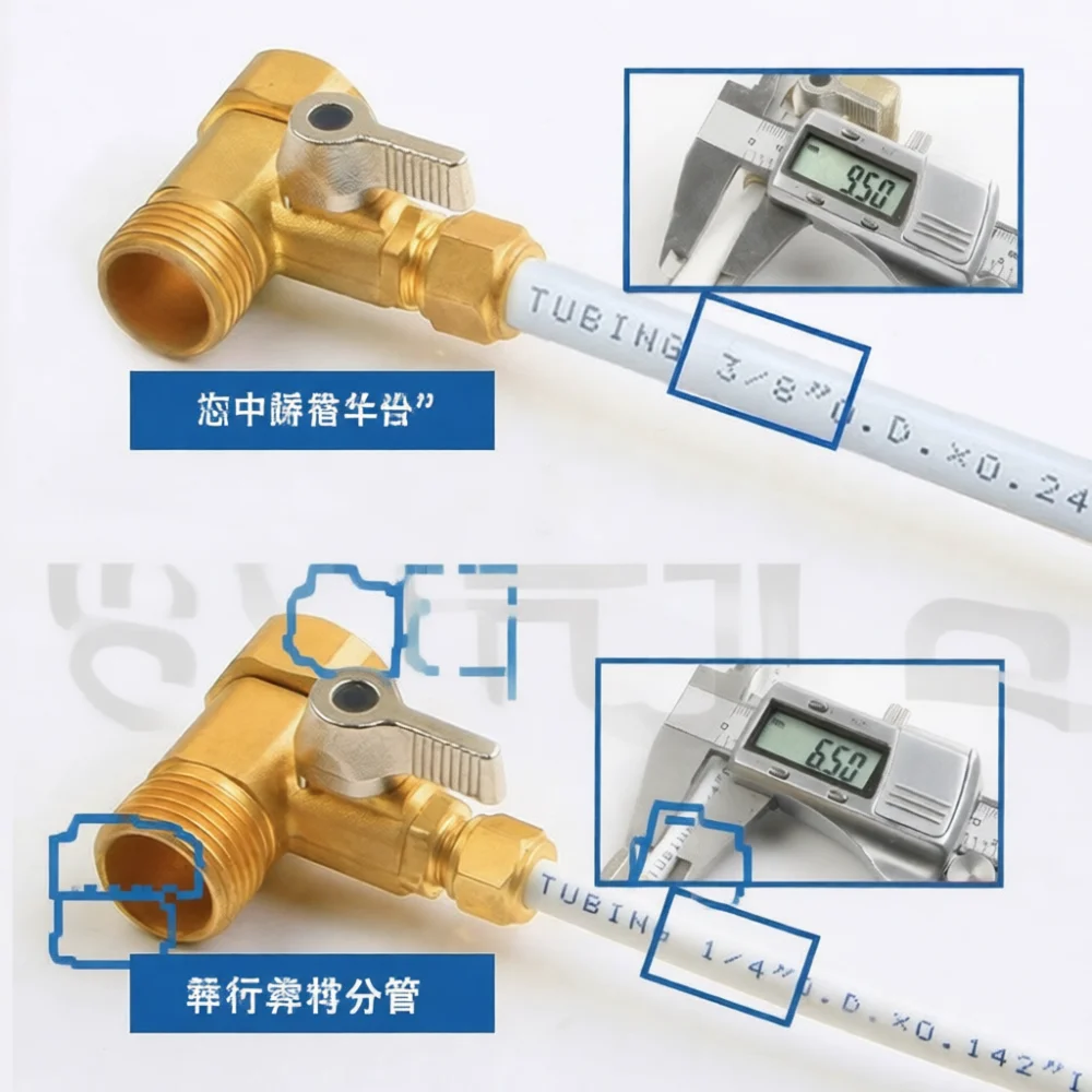 Universal Water Purifier Three Way Ball Valve 1/2 Inch Adapter To 1/4 3/8 Inch Hose Connector For Kitchen Filtration Systems