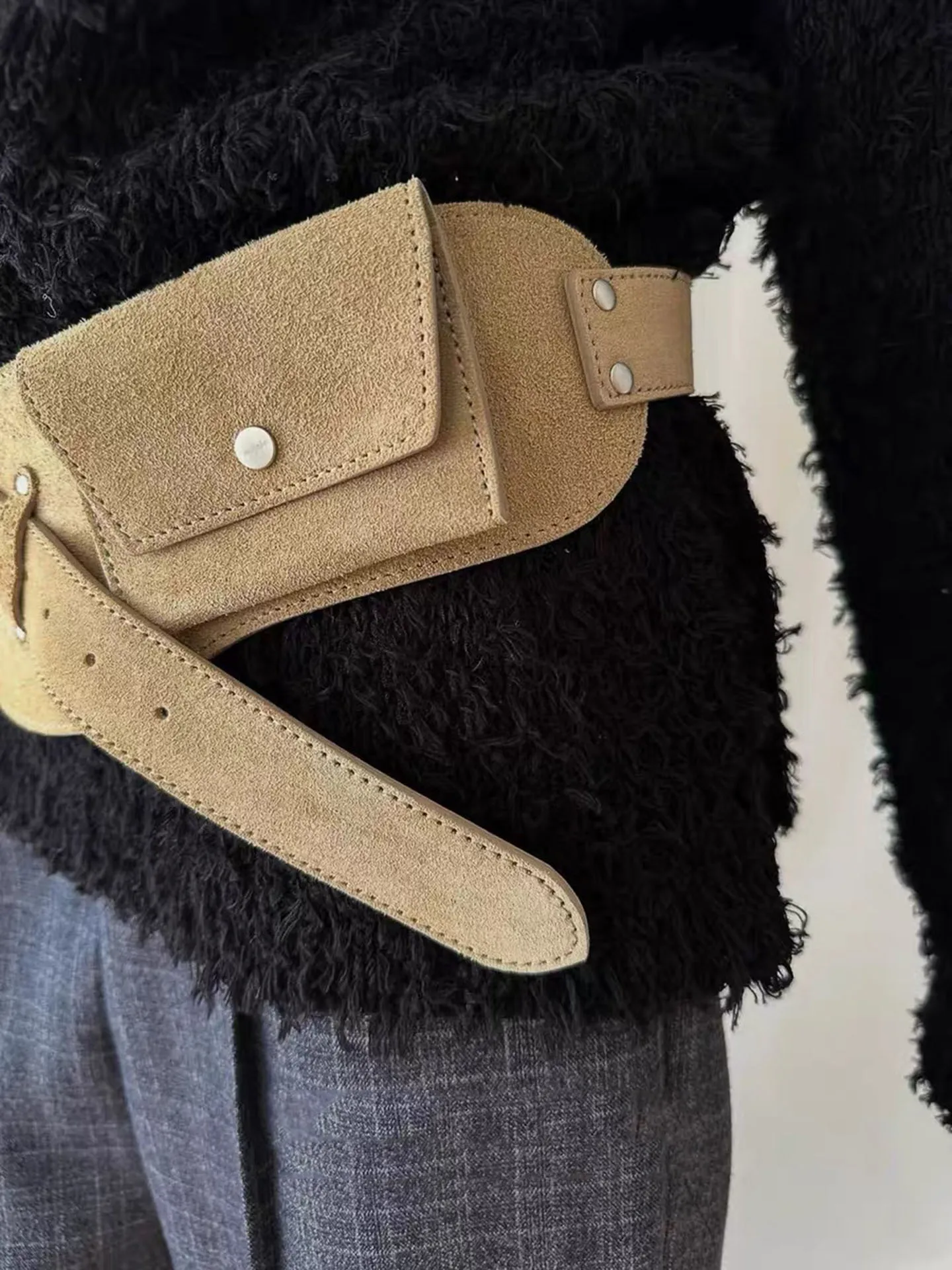 Brown Suede Wide Waist Belt Women's New 2026 High-End Feelings Belt Match Skirts Versatile Decoration Bag Universal Women's Bag