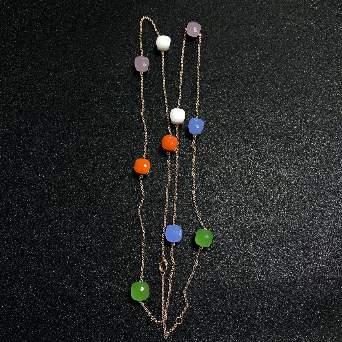 

Женская Классическая квадратная цепочка 90 см, разноцветная Длинная цепочка для свитера с разноцветными кристаллами, ожерелье в стиле бохо