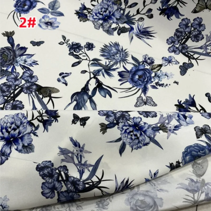 Heavy Crepe Silk Stretch Fabric Matte Printing High Design Floral Cheongsam Dress