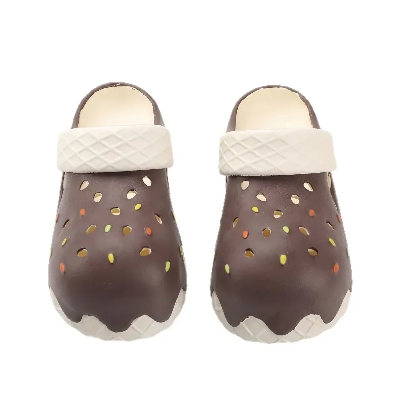 2026 Women's Ice Cream Barefoot Sandals, Fashionable and Cute Casual Beach Shoes, Outdoor Camping Thick Soled Non Slip Slippers