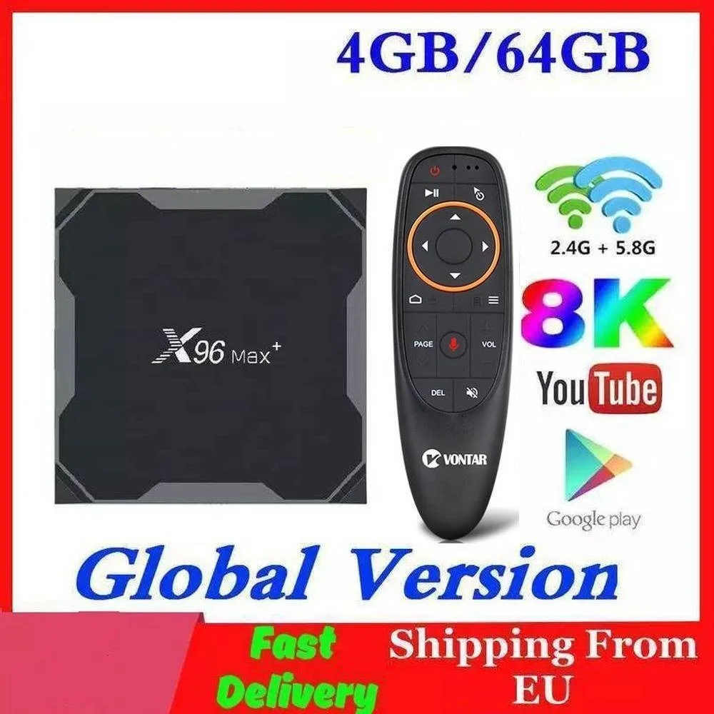 Top 1000M Android 9.0 TV Box X96 Max Plus Amlogic S905x3 8K Smart Media Player 4GB RAM 64GB ROM X96Max Set top Box QuadCore 5G