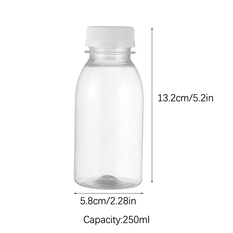 6pcs 250ml Milk Bottles Small Juice Bottles Leakproof Milk Bottles Portable Beverage Bottles Plastic Empty Water Bottle